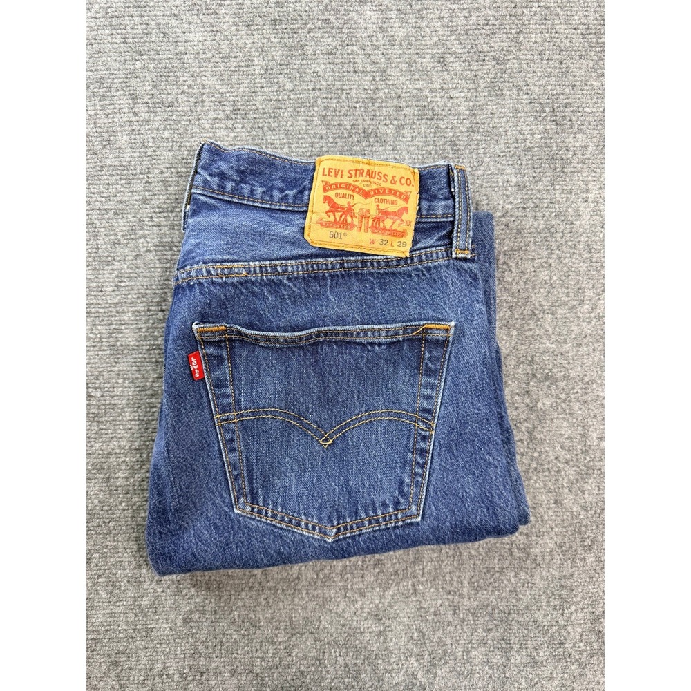 Levi's 501 Mens Straight Leg Jeans 32x29 Medium Wash Button Fly Denim